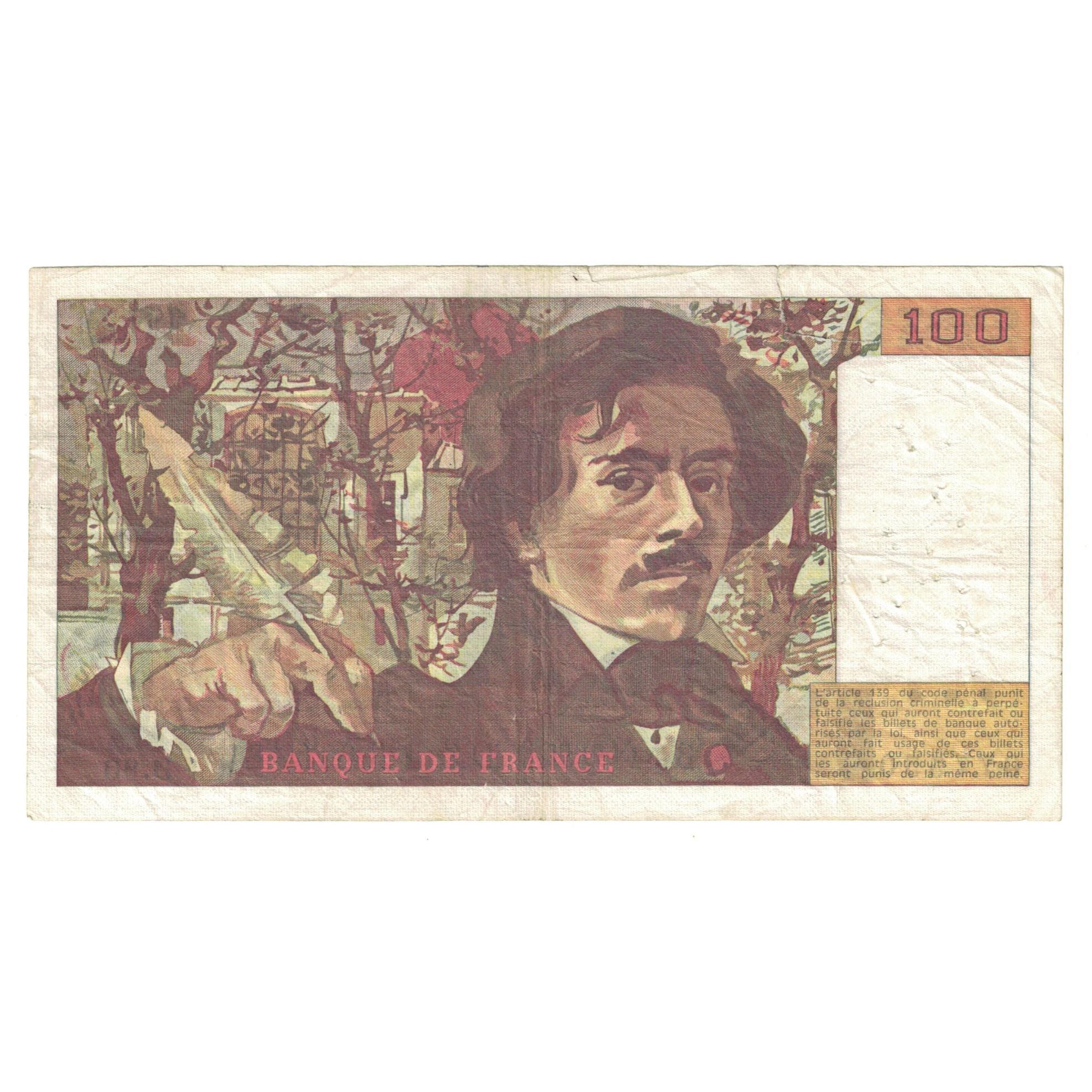 Francia, 100 Francs, Delacroix, 1985, D.90, B+, Fayette:69.9, KM:154b