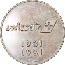 Switzerland, Medal, Cinquantenaire de Swissair, Aviation, 1981, AU(55-58)