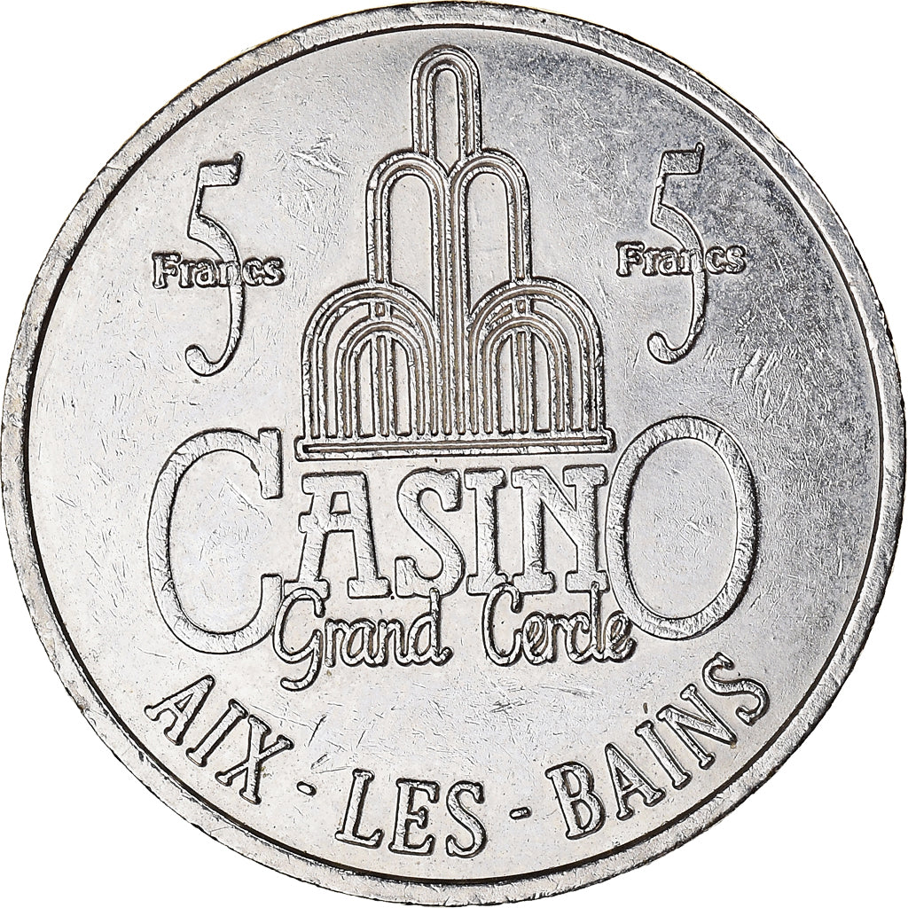 France, Jeton, Casino Aix-les-Bains, 5 Francs, TTB+, Cupro-nickel