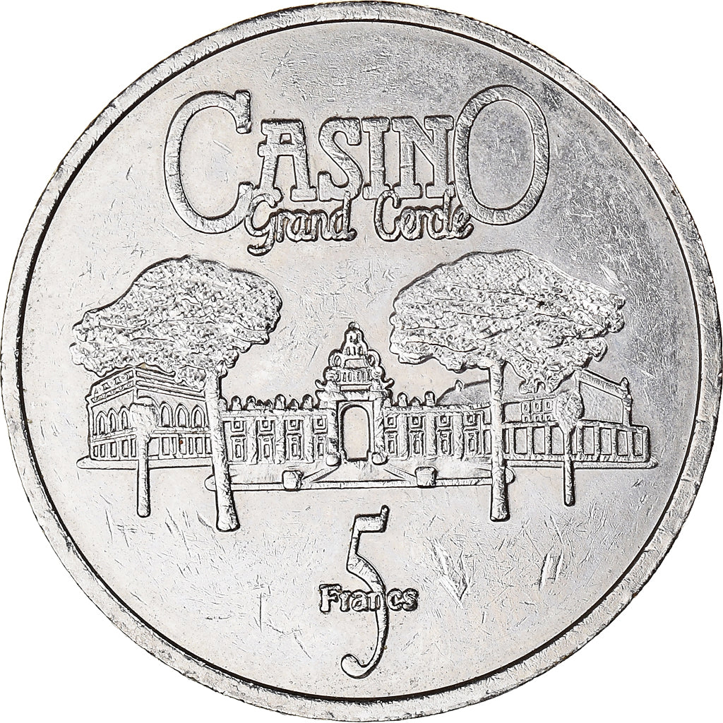 France, Jeton, Casino Aix-les-Bains, 5 Francs, TTB+, Cupro-nickel