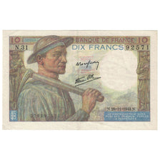 Frankrijk, 10 Francs, Mineur, 1942, N.31, SUP, Fayette:8.6, KM:99e