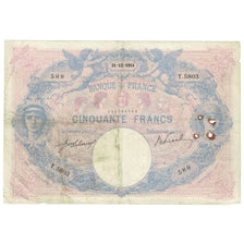 France, 50 Francs, Bleu et Rose, 1914, T.5803, B, Fayette:14.27, KM:64e