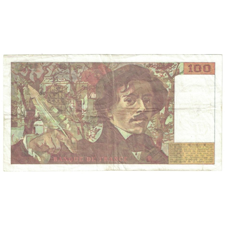 Francia, 100 Francs, Delacroix, 1993, C.208, MBC+, Fayette:69bis.5, KM:154g
