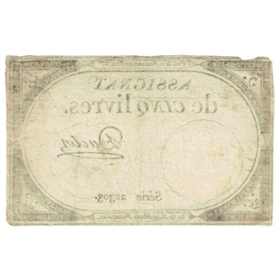 France, 5 Livres, 1793, Série 22303, EF(40-45), KM:A76