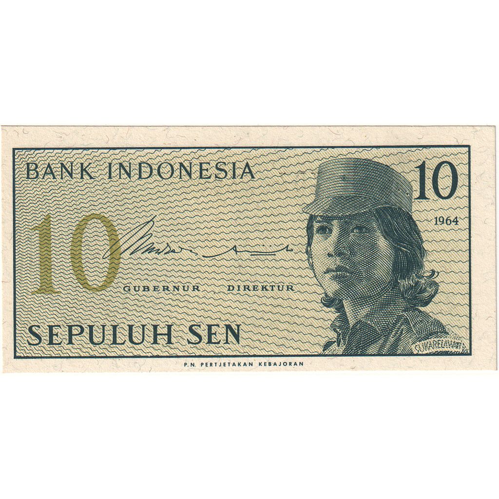 Biljet, Indonesië, 10 Sen, 1964, KM:92s, NIEUW