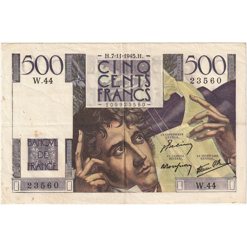 Francia, 500 Francs, Chateaubriand, 1945, W.44, SPL-, Fayette:34.3, KM:129a