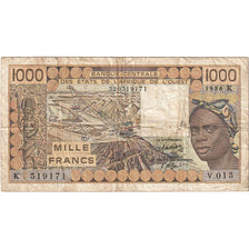 Banknote, West African States, 1000 Francs, 1986, Sénégal, KM:707Kg, VG(8-10)