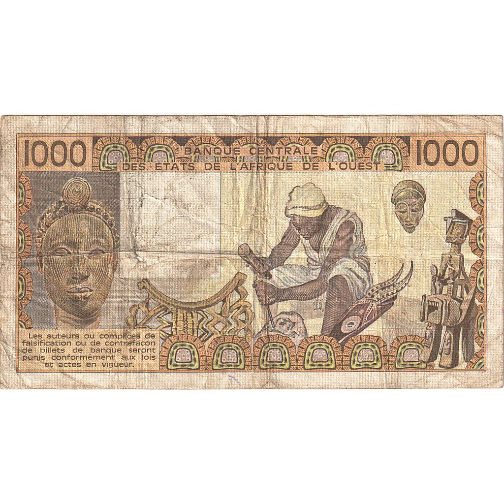 Banknote, West African States, 1000 Francs, 1986, Sénégal, KM:707Kg, VG(8-10)