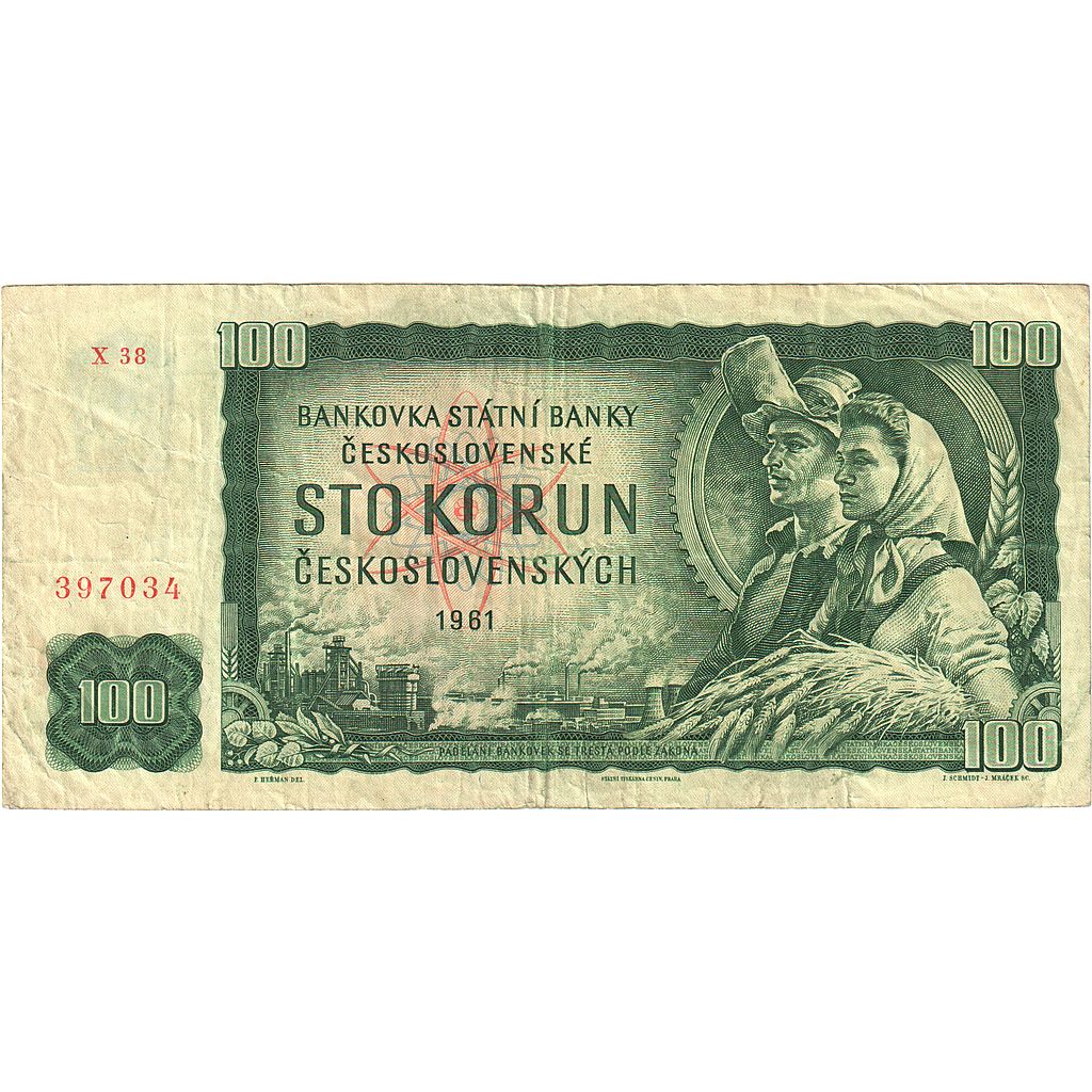 Billete, 100 Korun, 1961, Checoslovaquia, KM:91c, BC