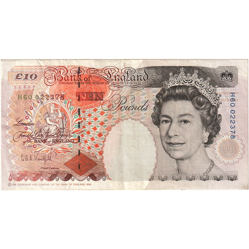 Banknote, Great Britain, 10 Pounds, 1992, KM:383a, AU(55-58)
