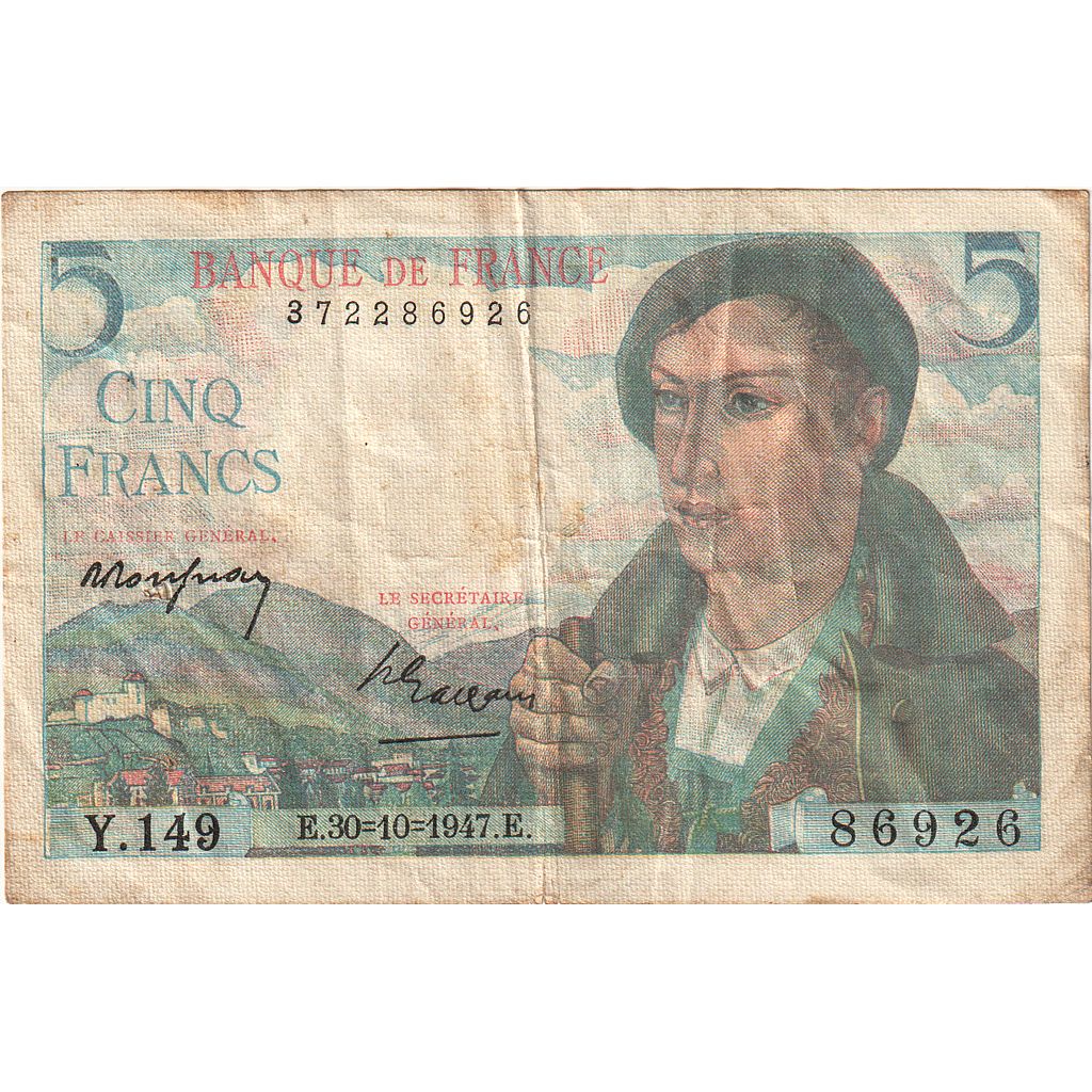 Frankreich, 5 Francs, Berger, 1947, Y.149, SS, Fayette:05.07, KM:98b