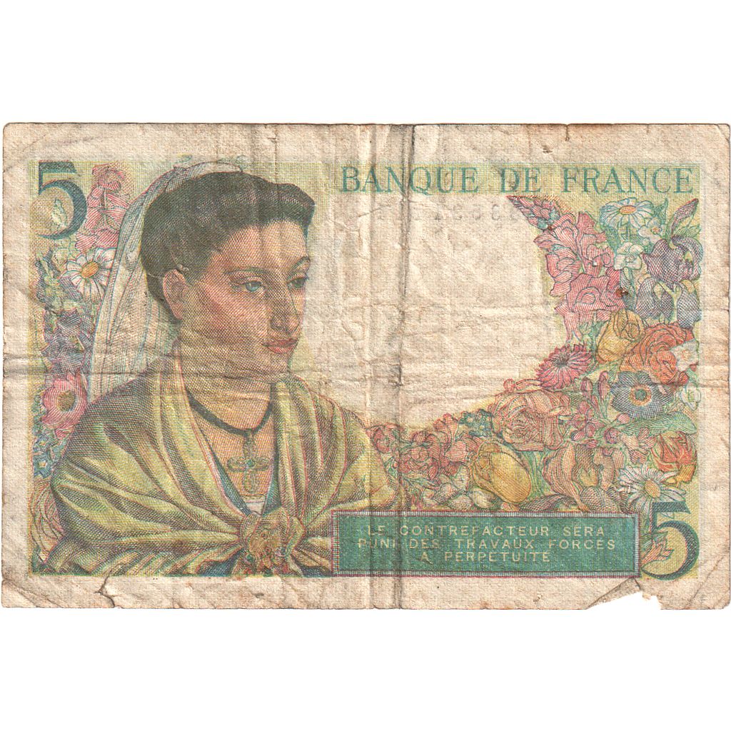 Francja, 5 Francs, Berger, 1947, L.156, EF(40-45), Fayette:05.07, KM:98b