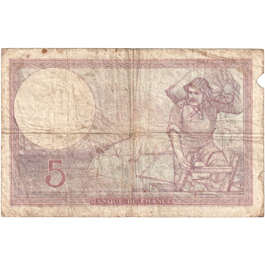Francia, 5 Francs, Violet, 1940, T.66855, B+, Fayette:4.14, KM:83