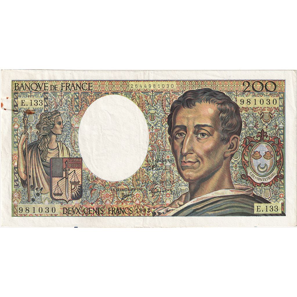 Francja, 200 Francs, Montesquieu, 1992, E.133, AU(50-53), Fayette:70.12c