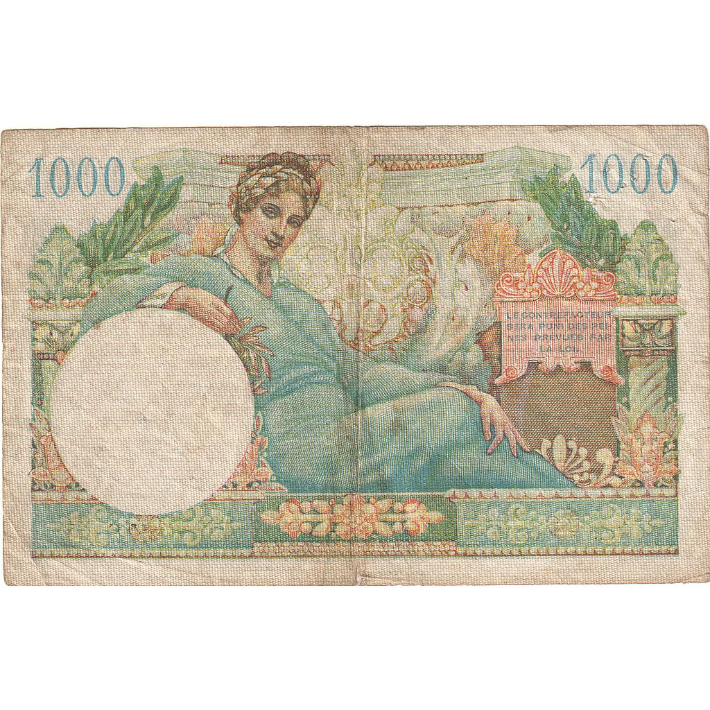 France, 1000 Francs, 1947 French Treasury, 1947, K.2, VF(20-25), Fayette:33.02