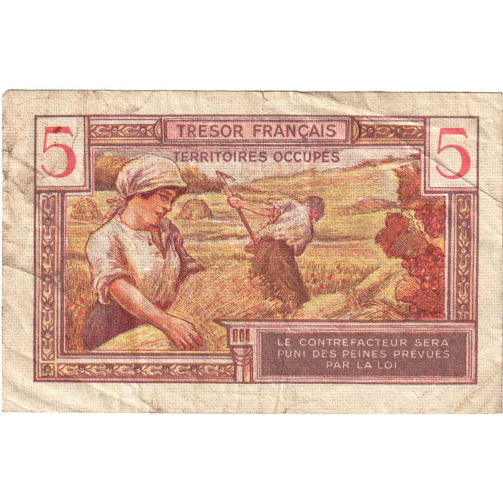 Francia, 5 Francs, 1947 French Treasury, 1947, A.01577543, BC, Fayette:VF29.1