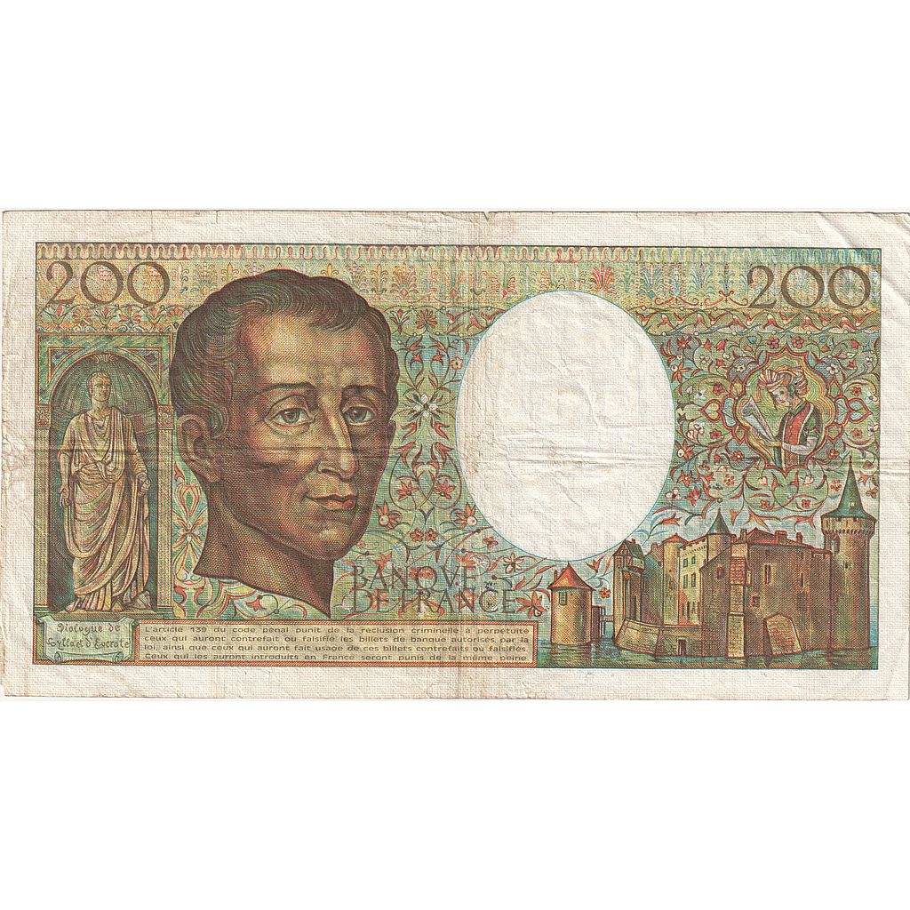 France, 200 Francs, Montesquieu, 1983, F.019, VF(20-25), Fayette:70.3, KM:155a