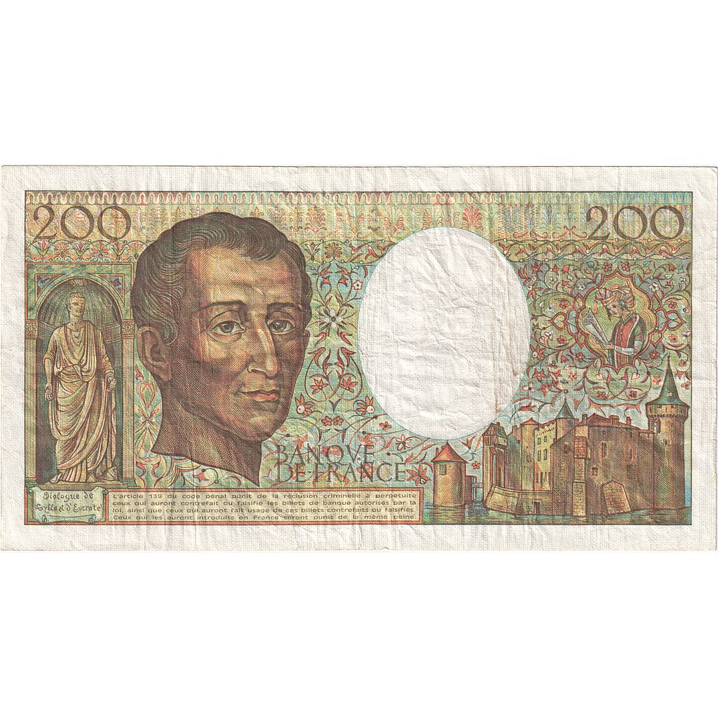 Francia, 200 Francs, Montesquieu, 1986, V.038, BC, Fayette:70.6, KM:155a