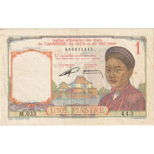 Banknot, FRANCUSKIE INDOCHINY, 1 Piastre, KM:92, AU(50-53)