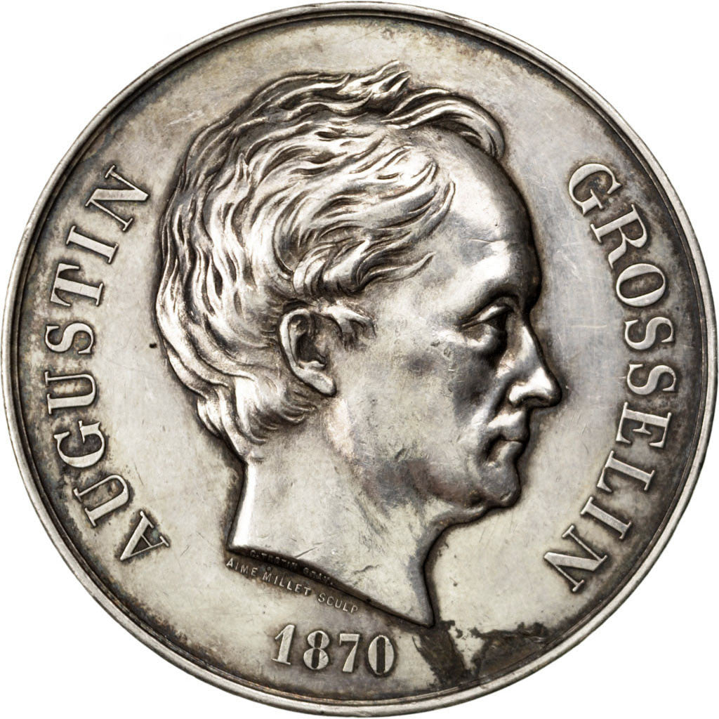 Francja, medal, Rząd Obrony Narodowej, 1870, Srebro, Trotin, AU(50-53)
