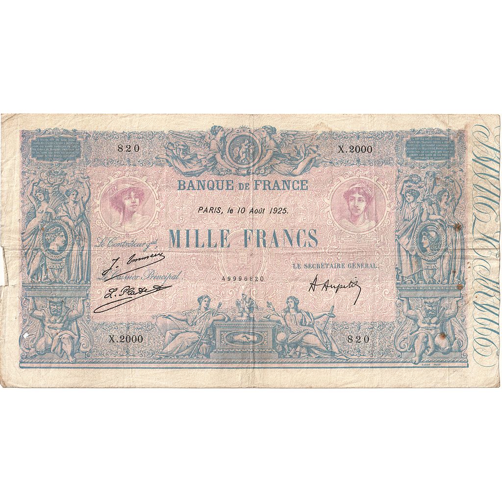 Frankrijk, 1000 Francs, Bleu et Rose, 1925, X.2000, TB, Fayette:36.41, KM:67j