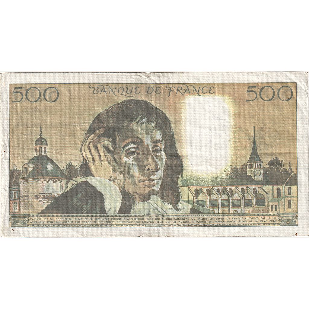 Frankrijk, 500 Francs, Pascal, 1990, F.308, TTB+, Fayette:71.43, KM:156g