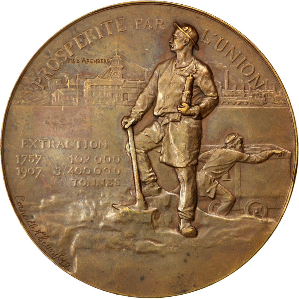 Frankreich, Medaille, Compagnie des Mines d'Anzin, 1907, Bronze, VZ