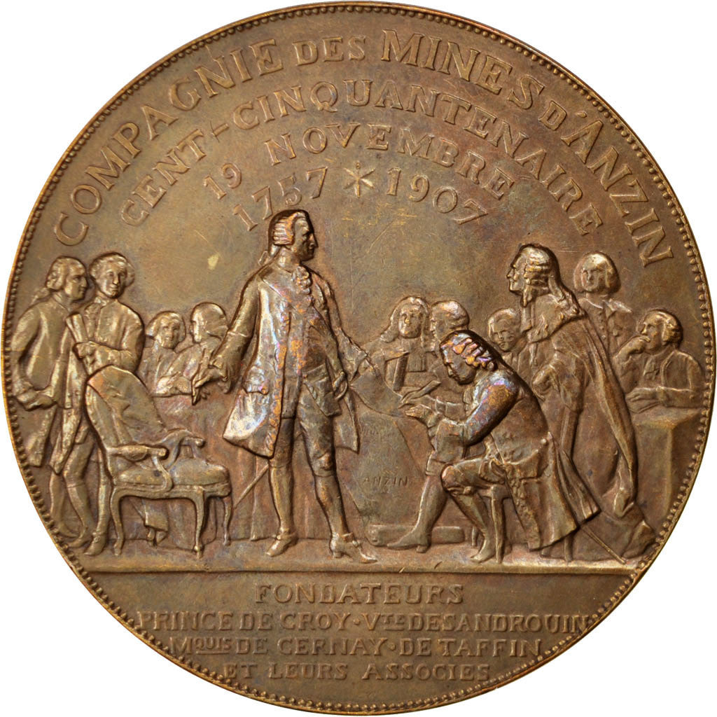 Frankreich, Medaille, Compagnie des Mines d'Anzin, 1907, Bronze, VZ
