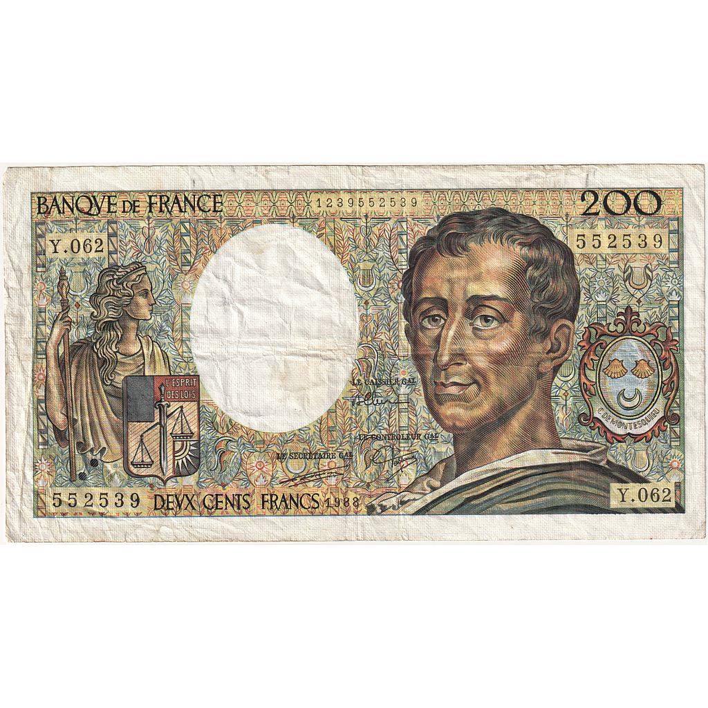 Frankreich, 200 Francs, Montesquieu, 1988, Y.062, SS, Fayette:70.08, KM:155c