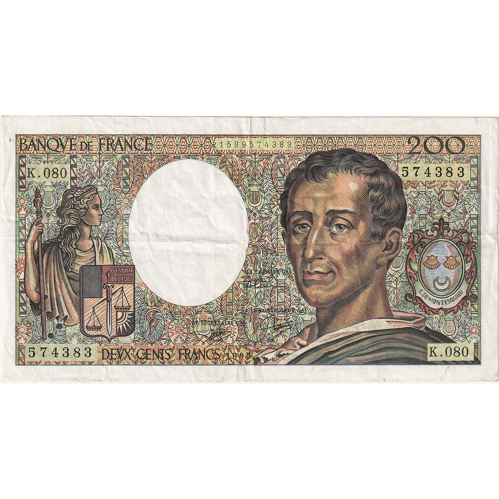 França, 200 Francs, Montesquieu, 1990, K.080, AU(50-53), Fayette:70.10a