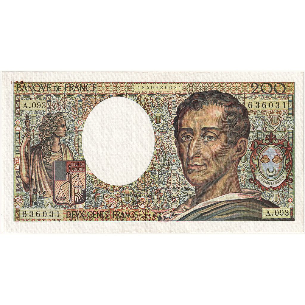 Francia, 200 Francs, Montesquieu, 1990, A.093, BB+, Fayette:70.10b, KM:155d