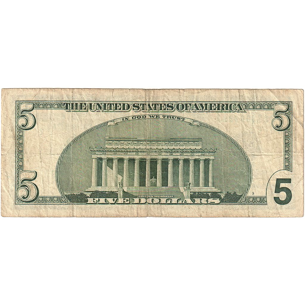 Banknote, United States, Five Dollars, 2003, Undated (2003), KM:4854, EF(40-45)