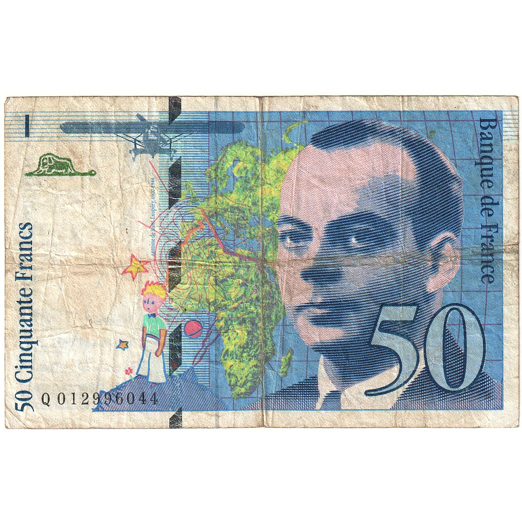 France, 50 Francs, St Exupéry, 1993, Q 012996044, VF(20-25), KM:157b