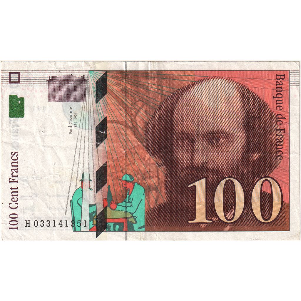 Frankrijk, 100 Francs, Cézanne, 1997, H 033141351, TTB, Fayette:74.01, KM:158a