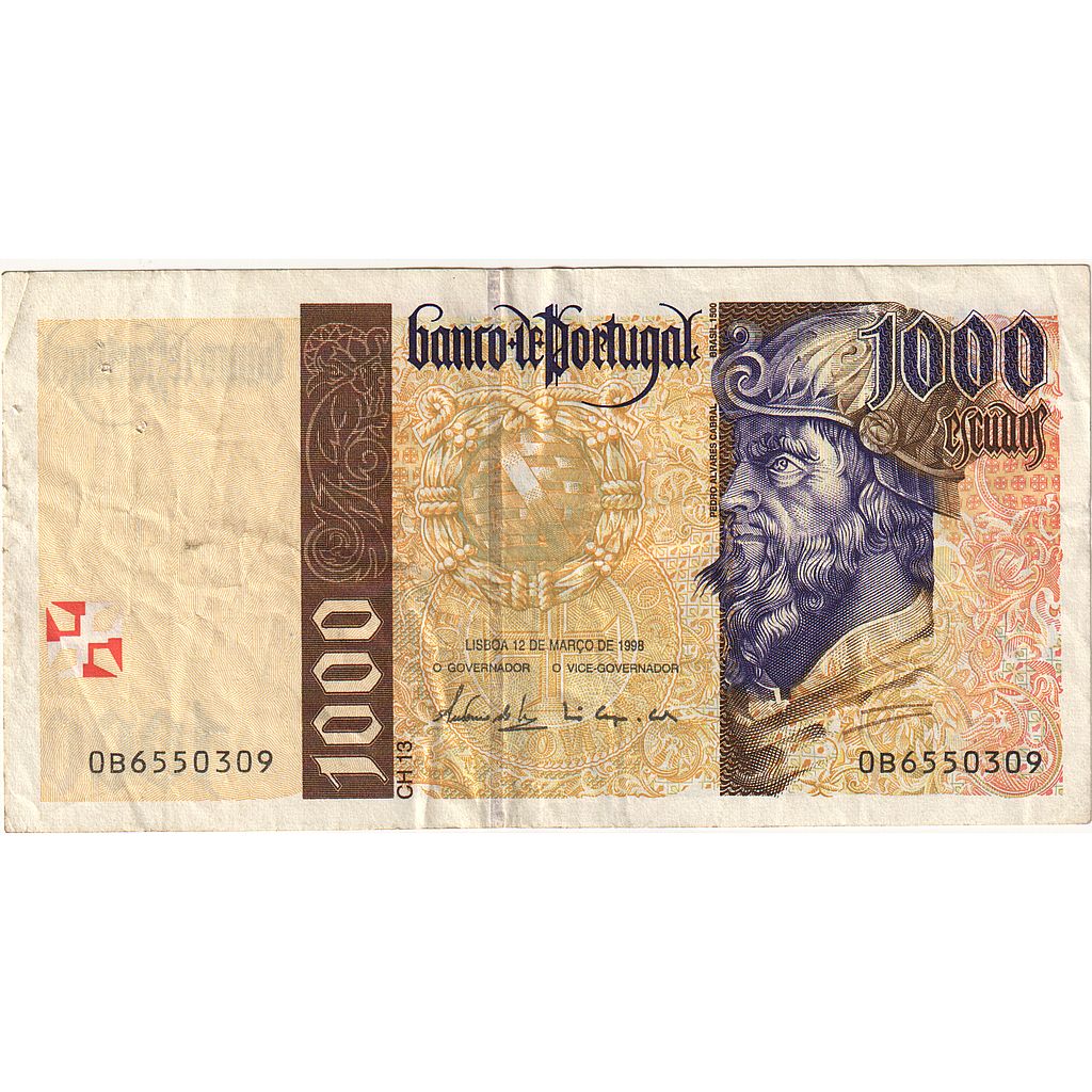 Nota, Portugal, 1000 Escudos, 1998, 1998-03-12, KM:188c, AU(50-53)
