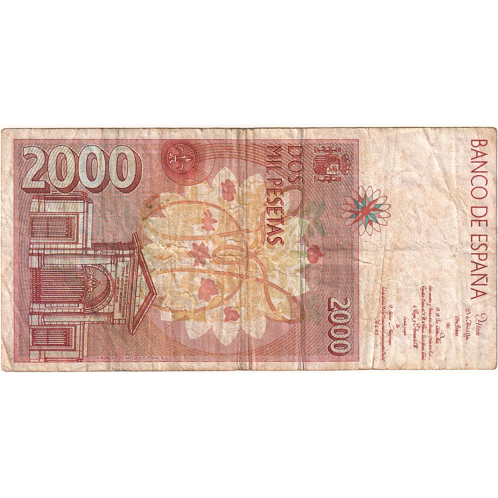 Banknote, Spain, 2000 Pesetas, 1992, 1992-04-24, KM:164, VF(20-25)