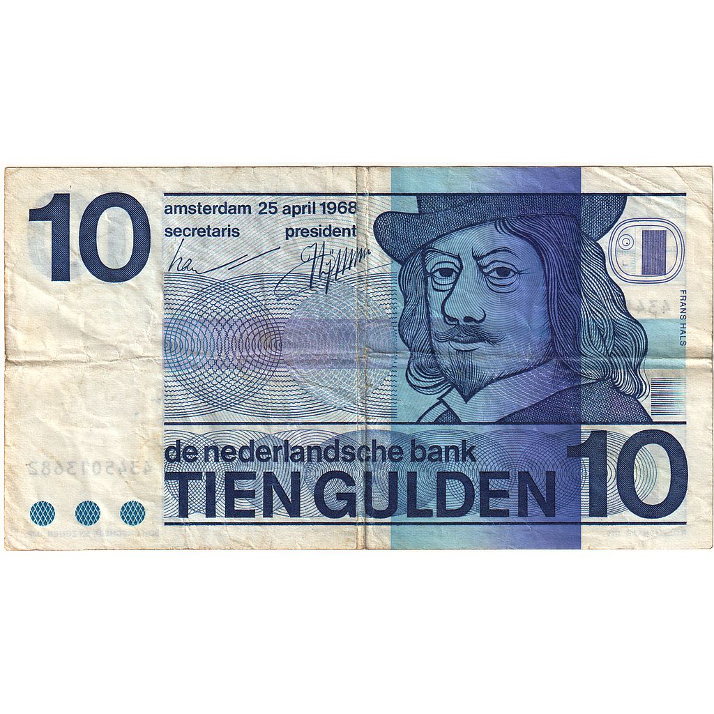 Banknote, Netherlands, 10 Gulden, 1968, 1968-04-25, KM:91b, VF(30-35)
