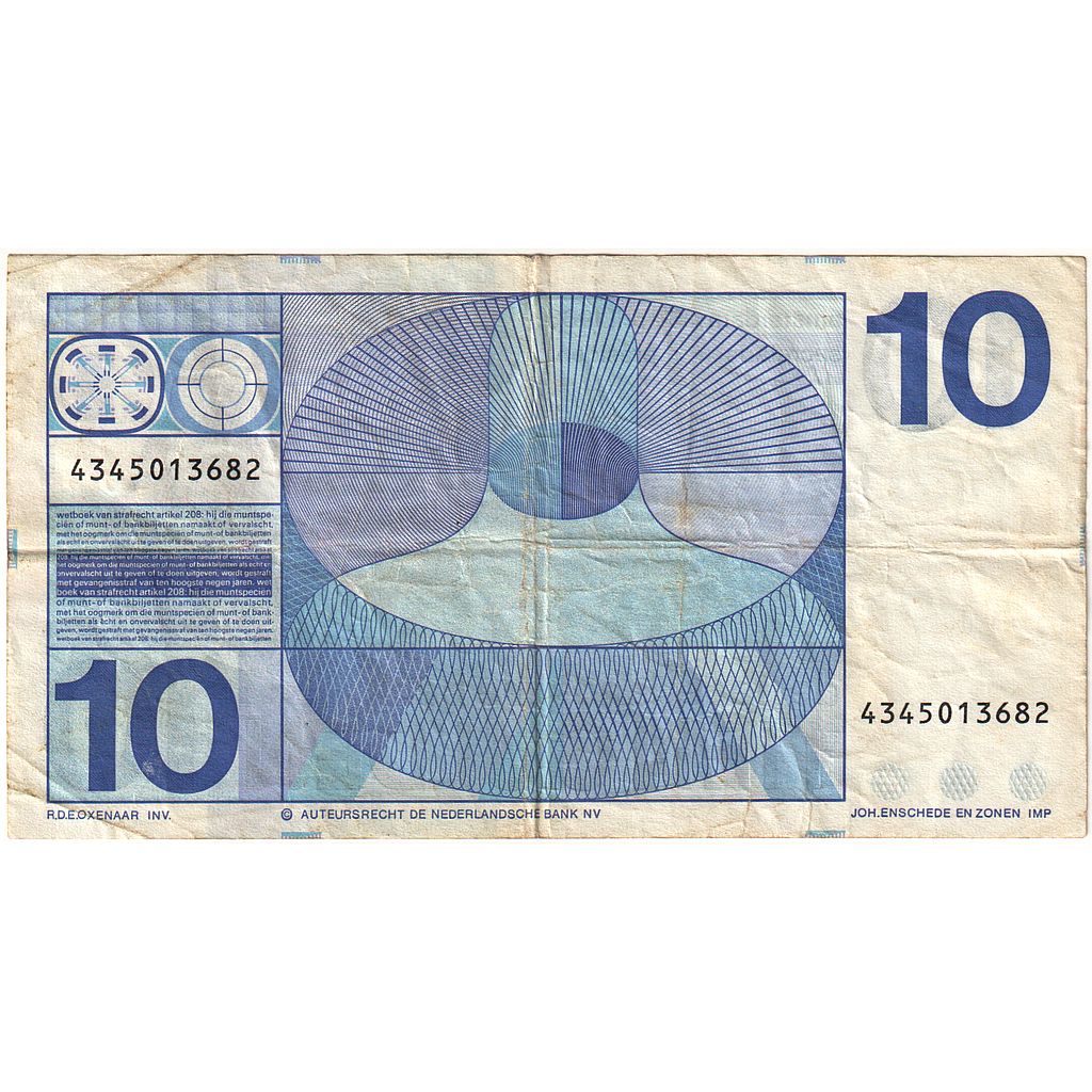 Banknote, Netherlands, 10 Gulden, 1968, 1968-04-25, KM:91b, VF(30-35)