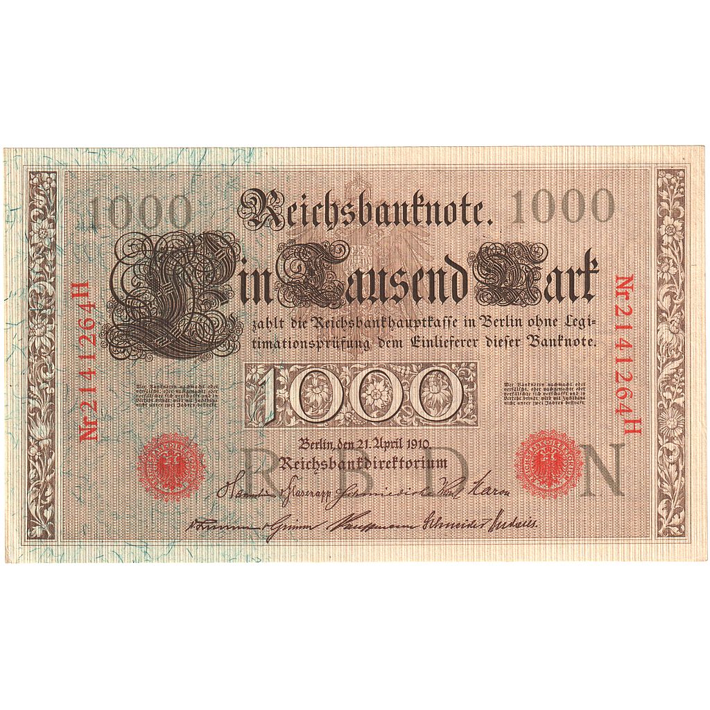 Banknote, Germany, 1000 Mark, 1910-04-21, KM:44b, UNC(60-62)