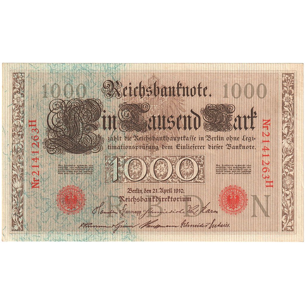 Banknot, Niemcy, 1000 Mark, 1910-04-21, KM:44b, UNC(60-62)