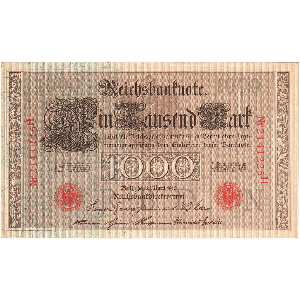 Banknote, Germany, 1000 Mark, 1910-04-21, KM:44b, AU(55-58)