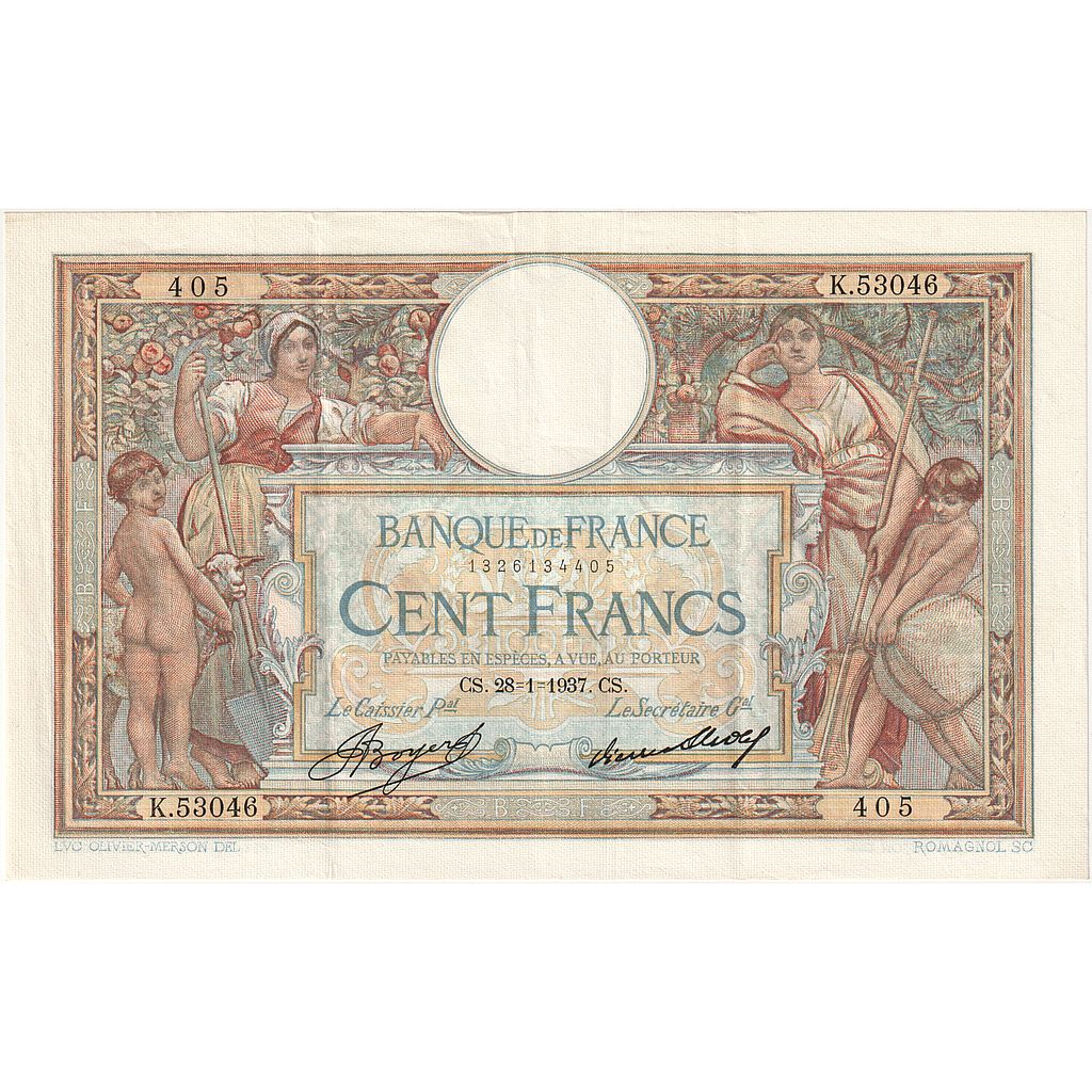 Francia, 100 Francs, Luc Olivier Merson, 1937, K.53046, SPL, Fayette:24.16