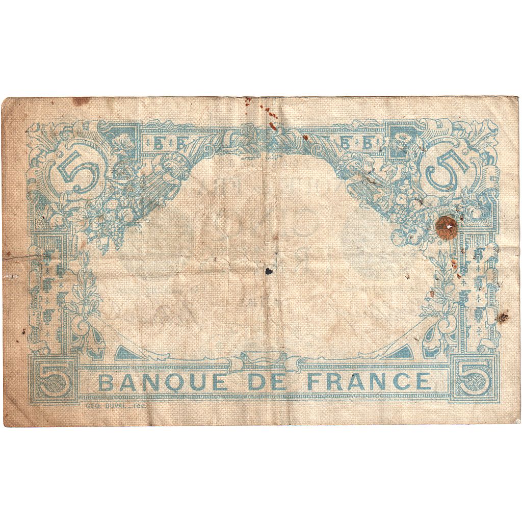 France, 5 Francs, Bleu, 1916, N.11786, F(12-15), Fayette:2.39, KM:70