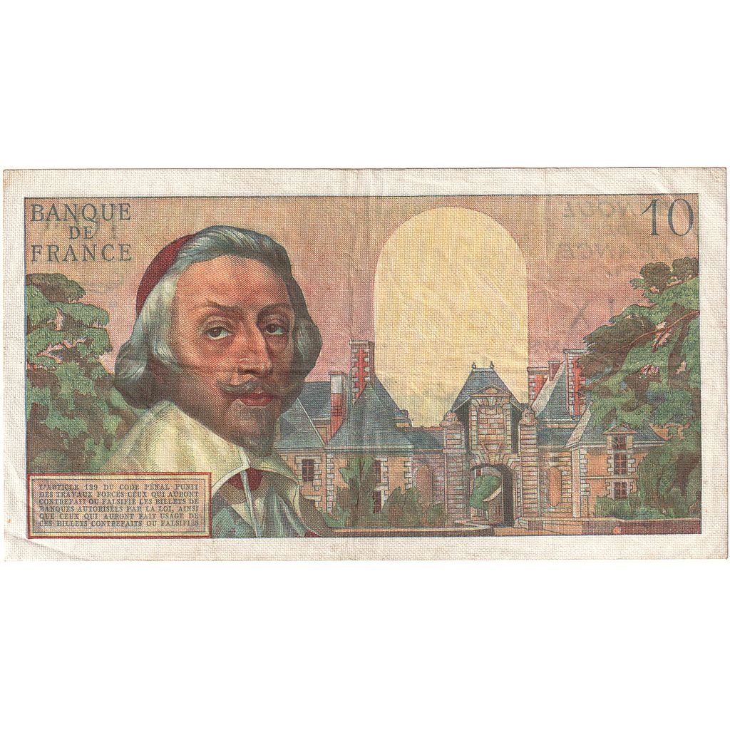 Francia, 10 Nouveaux Francs, Richelieu, 1961, G.178, MB, Fayette:57.15, KM:142a