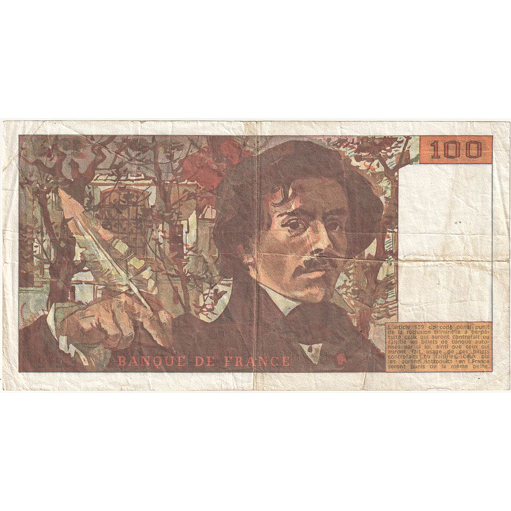 Francia, 100 Francs, Delacroix, 1993, F.212, RC, Fayette:69bis.5, KM:154g