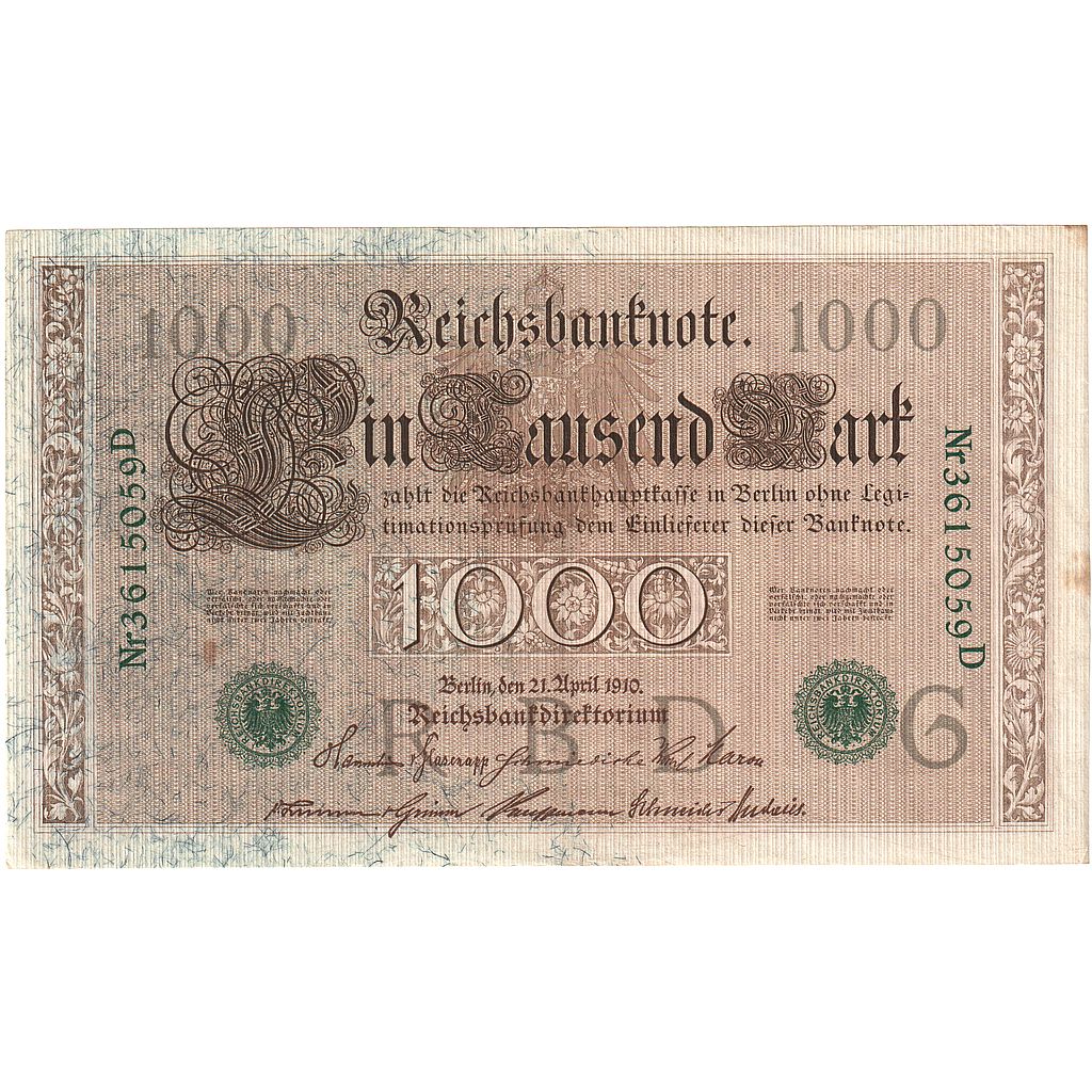 Banknote, Germany, 1000 Mark, 1910, 1910-04-21, KM:45b, AU(55-58)