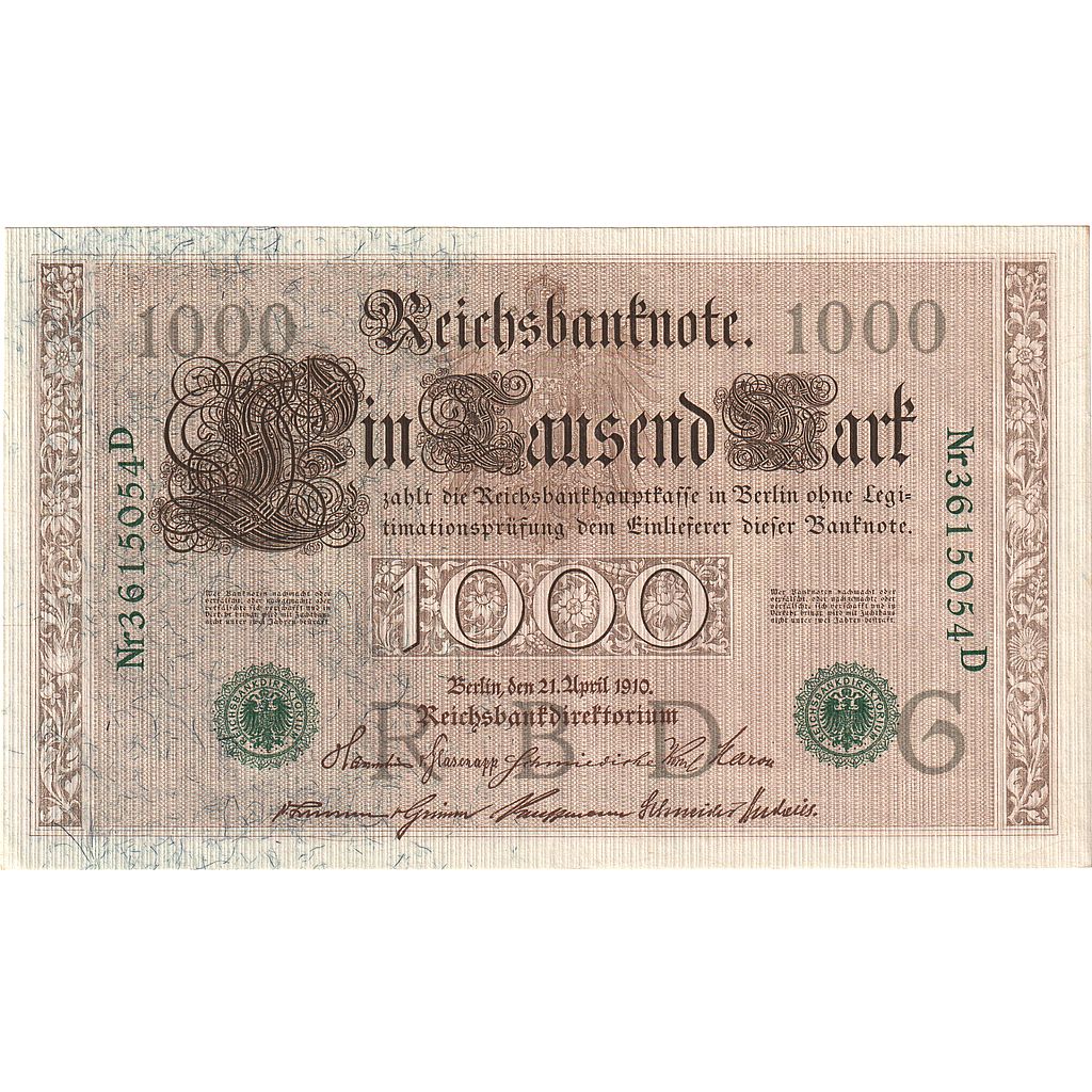 Nota, Alemanha, 1000 Mark, 1910, 1910-04-21, KM:45b, UNC(63)