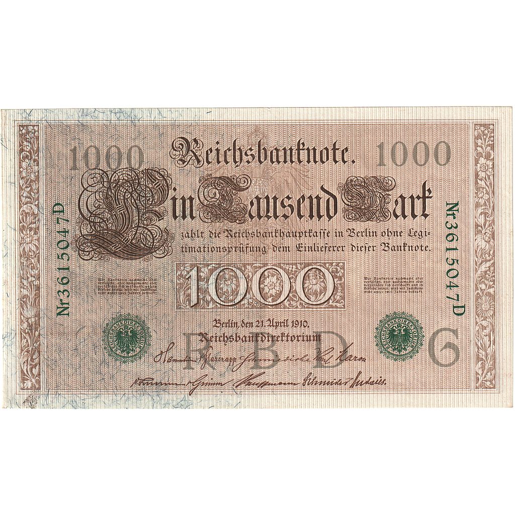 Banknote, Germany, 1000 Mark, 1910, 1910-04-21, KM:45b, UNC(60-62)