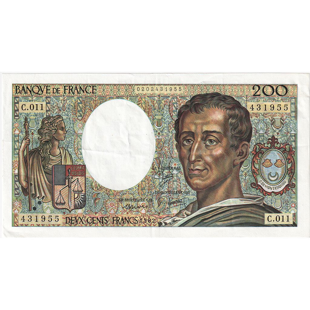 Francia, 200 Francs, Montesquieu, 1982, C.011, SPL-, Fayette:70.2, KM:155a