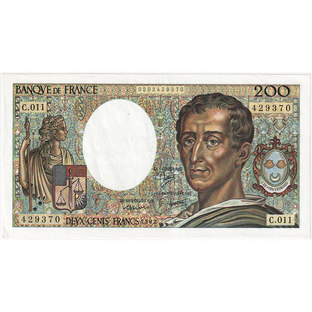 Francia, 200 Francs, Montesquieu, 1982, C.011, BB+, Fayette:70.2, KM:155a